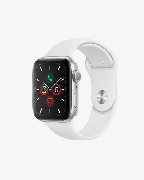 Refurbished Apple Watch Series 5 | 44mm | Aluminum Case Silver | White Sport Band | GPS | WiFi