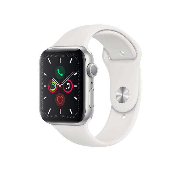 Refurbished Apple Watch Series 5 | 44mm | Aluminum Case Silver | White Sport Band | GPS | WiFi