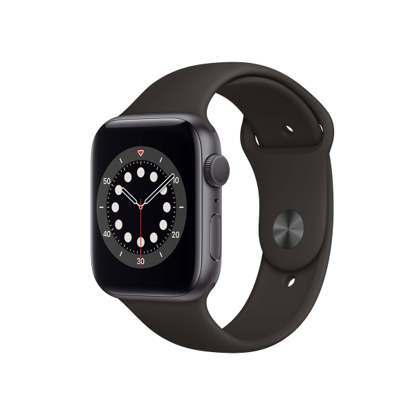 Refurbished Apple Watch Series 6 | 44mm | Aluminum Case Space Gray | Black Sport Band | GPS | WiFi