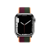 Refurbished Apple Watch Series 7 | 45mm | Stainless Steel Case Silver | Dark Cherry/Forest Green Sport Band | GPS | WiFi + 4G